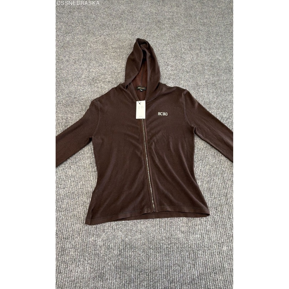 BCBGMAXAZRIA Chocolate Brown NWT‎ Women's Full Zip Hoodie Classic Y2K - Medium